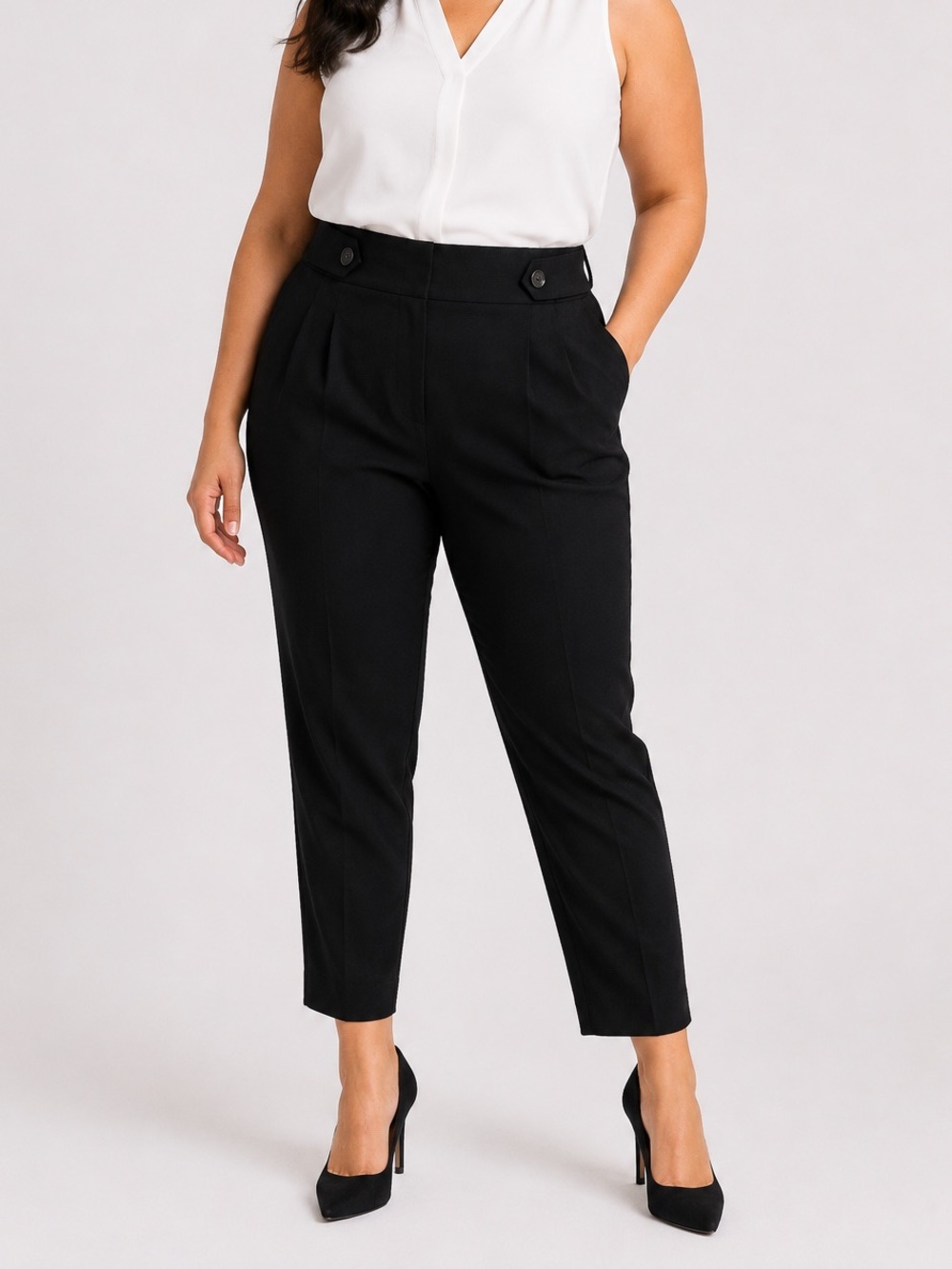 Ann Taylor Black High Rise Paperbag Waist Ankle Pants Size 14